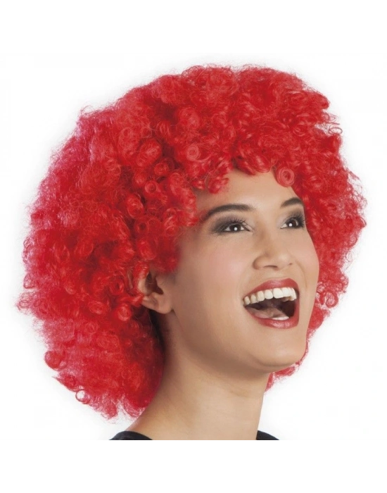 Kırmızı Renk Kıvırcık Afro Bonus Peruk