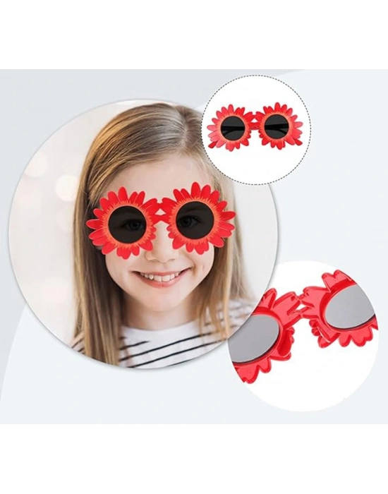 Kırmızı Renk Papatya Şekilli Parti Gözlüğü 18x10 Cm