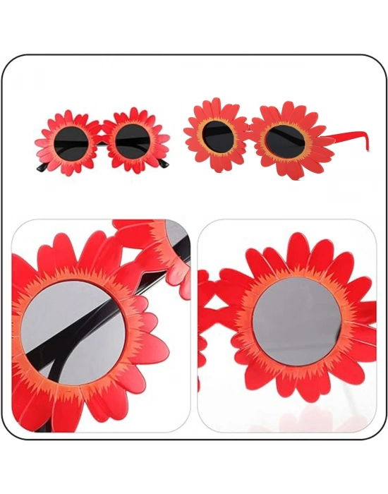 Kırmızı Renk Papatya Şekilli Parti Gözlüğü 18x10 Cm