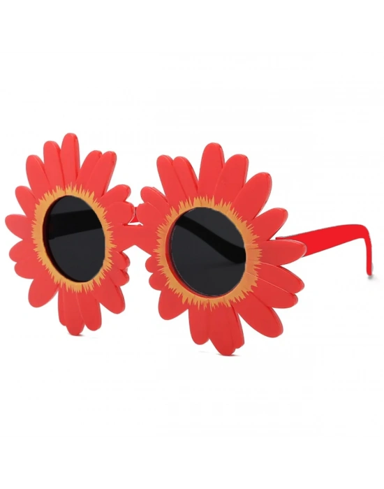 Kırmızı Renk Papatya Şekilli Parti Gözlüğü 18x10 Cm