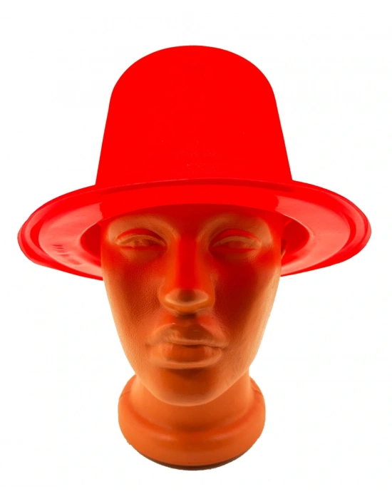 Kırmızı Renk Plastik Nubuk Kadife Flok Kaplama Fötr Şapka 11 Cm