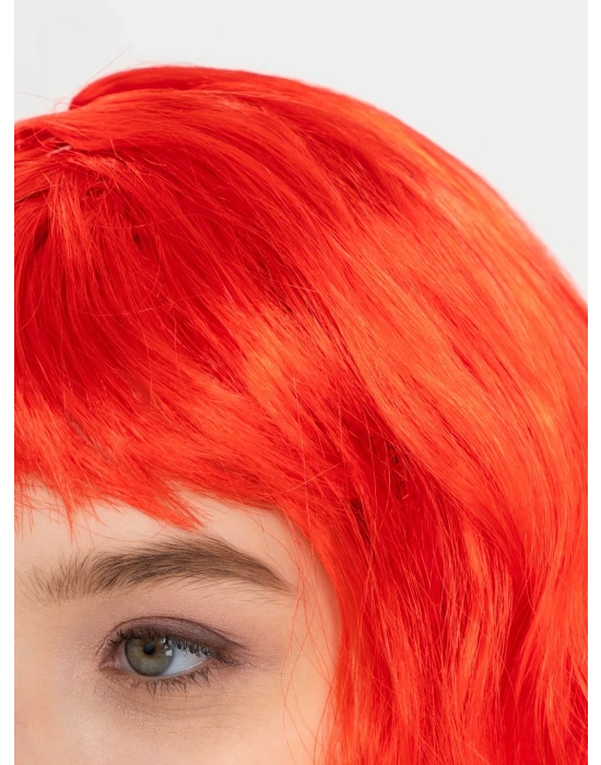 Kırmızı Renk Uzun Dalgalı Parti Peruğu