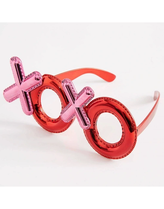 Kırmızı Renk Xoxo Yazılı Parti Gözlüğü 17x7 Cm