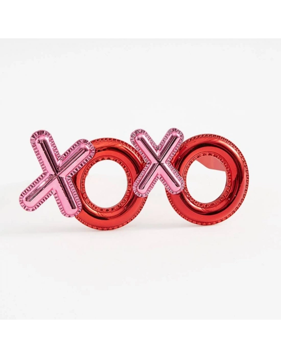 Kırmızı Renk Xoxo Yazılı Parti Gözlüğü