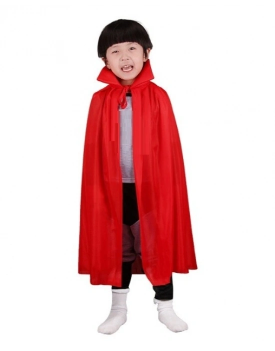 Kırmızı Renk Yakalı Pelerin Çocuk Boy 90 cm