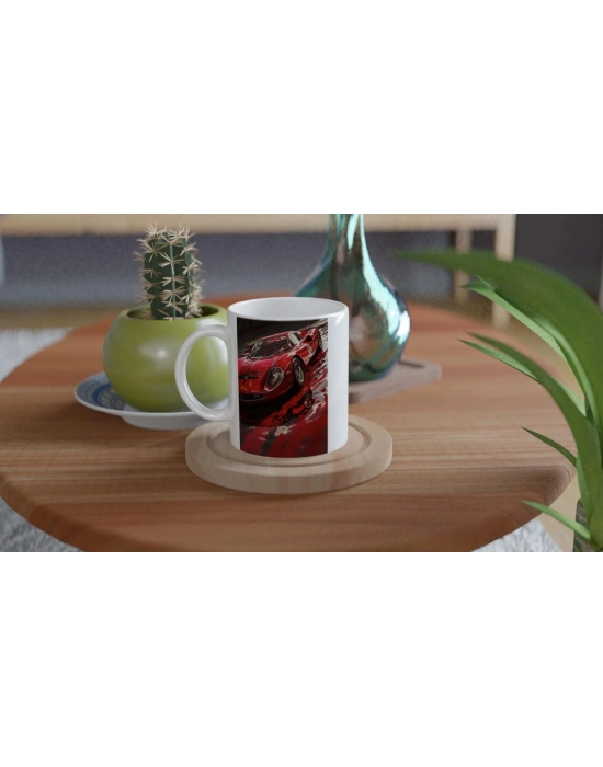 Kırmızı Retro Spor Araba Baskılı Kupa Bardak