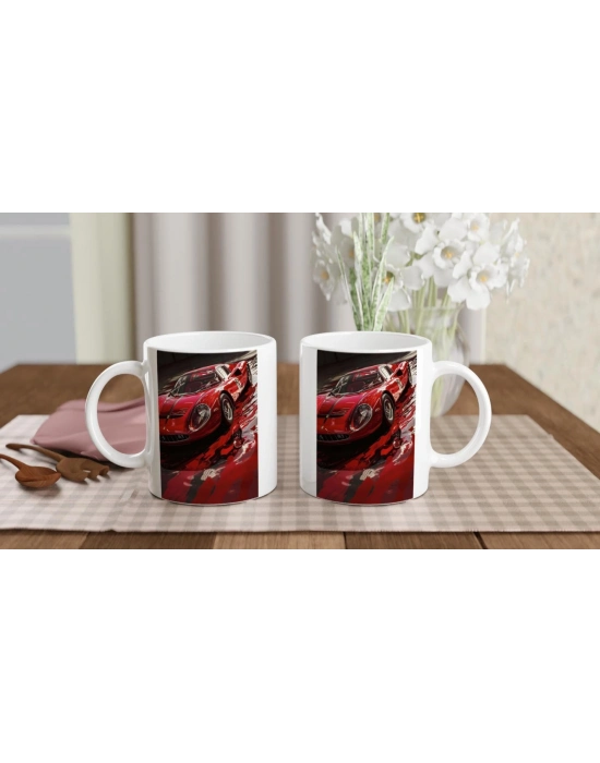 Kırmızı Retro Spor Araba Baskılı Kupa Bardak