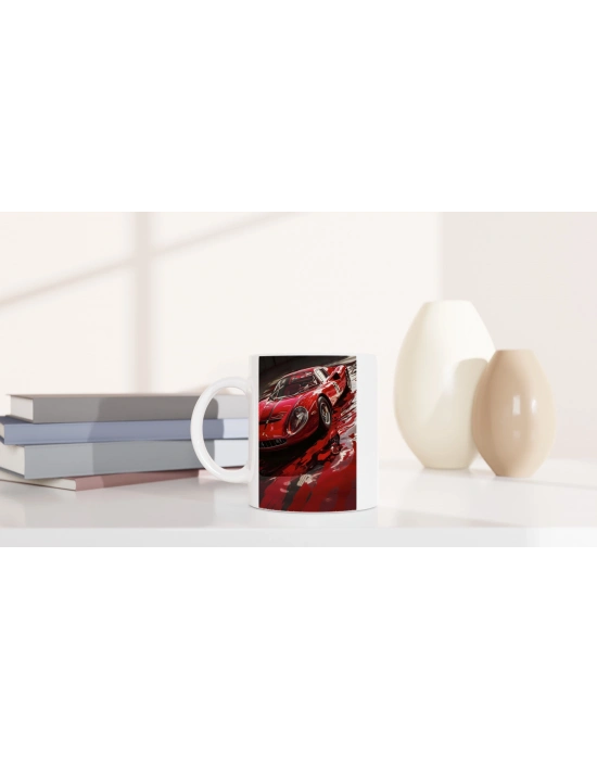 Kırmızı Retro Spor Araba Baskılı Kupa Bardak