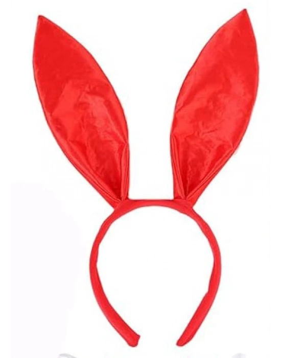 Kırmızı Saten Şekil Verilebilir Tavşan Kulak Taç