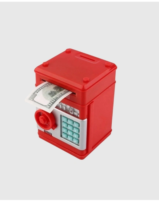 Kırmızı Şifreli ATM Kasa Para Yutan Kumbara