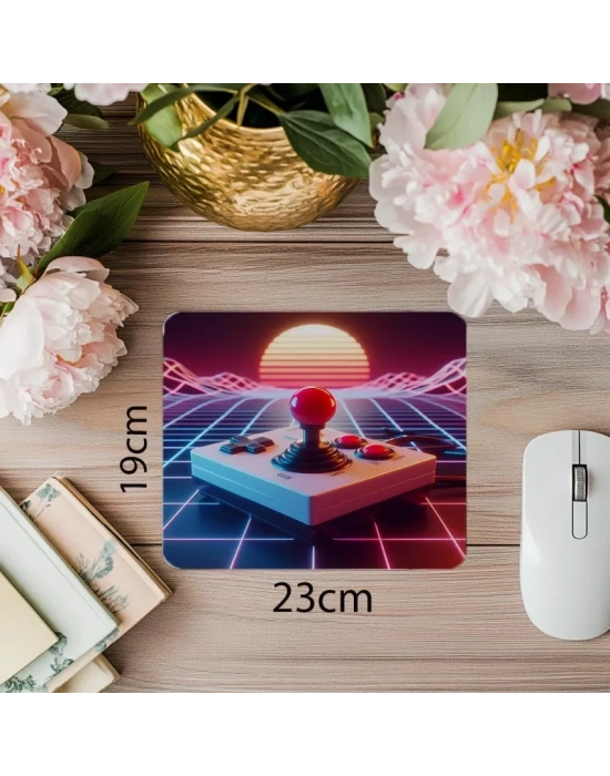 Kırmızı Tuşlu Retro Joystick Mousepad - 19x23 cm 2 mm Dikdörtgen İthal Baskılı Mouse Pad