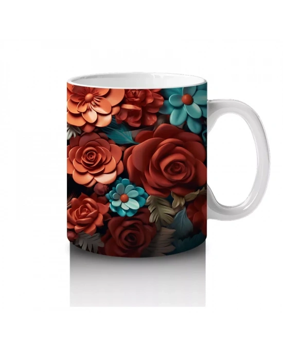 Kırmızı ve Mavi Güller Arasında Solgun Yüz – Hediyelik Kahve Kupası