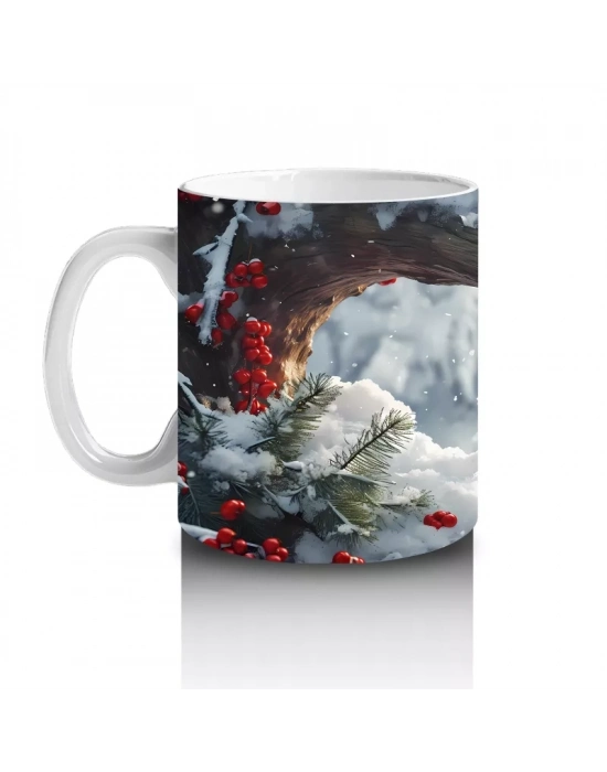 Kış Bahçesinde Uçan Kardinal Kuşu – Baskılı Kupa