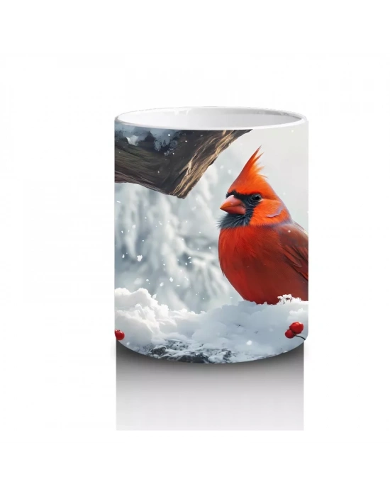 Kış Bahçesinde Uçan Kardinal Kuşu – Baskılı Kupa
