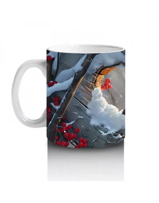 Kış Manzarasında Kardinal Kuşları – Baskılı Kahve Kupası
