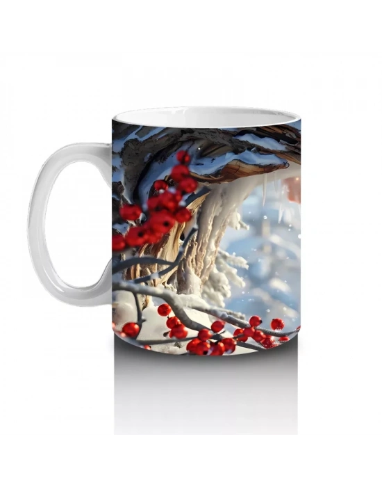 Kış Manzarasında Kardinal Kuşları – Baskılı Kahve Kupası
