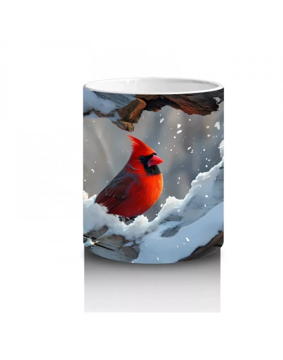 Kış Manzarasında Kardinal Kuşları – Baskılı Kahve Kupası