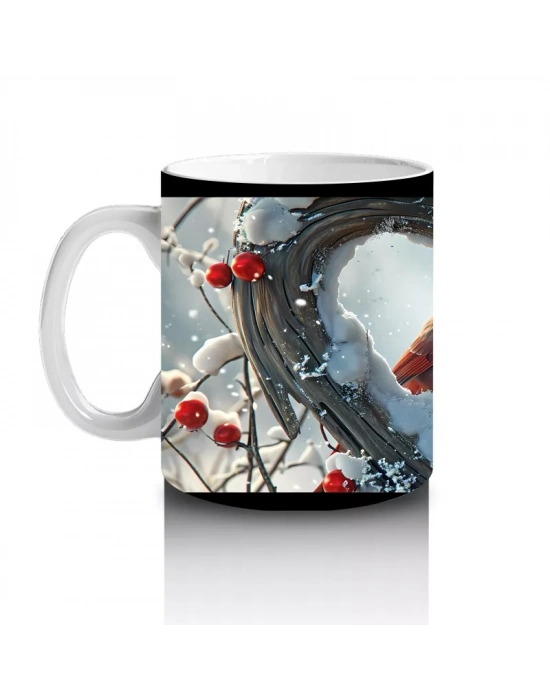 Kış Manzarasında Kardinal Kuşları – Baskılı Kupa