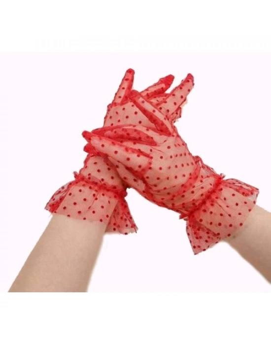 Kısa Boy Likralı Güpürlü Yetişkin Tül Eldiven