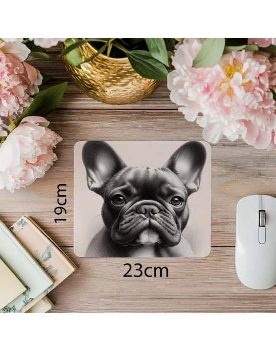 Kısa Kulaklı Köpek Portresi Mouse Pad - 19x23 cm 2 mm Dikdörtgen İthal Baskılı Mouse Pad