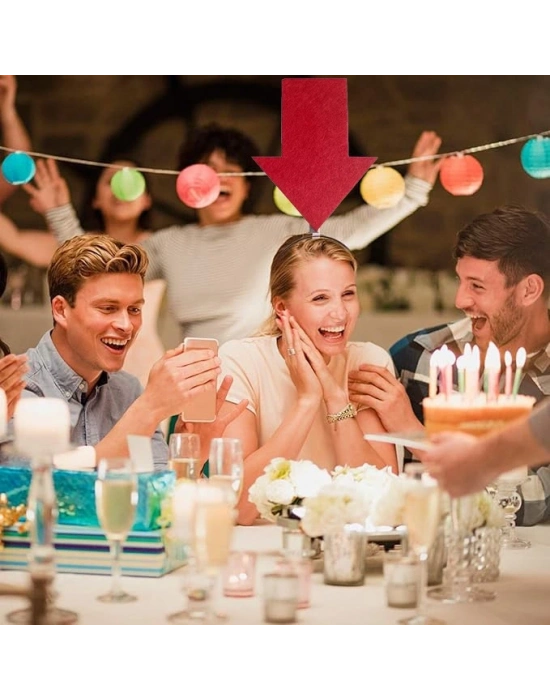 Kişiselleştirilebilir Ok Taç – Üzerine Yazı Yazılabilen Parti Tacı Kırmızı Renk