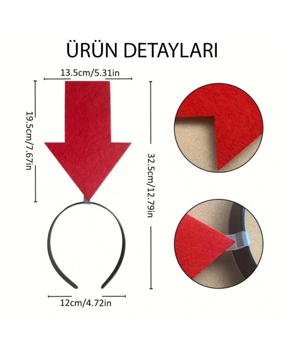 Kişiselleştirilebilir Ok Taç – Üzerine Yazı Yazılabilen Parti Tacı Kırmızı Renk