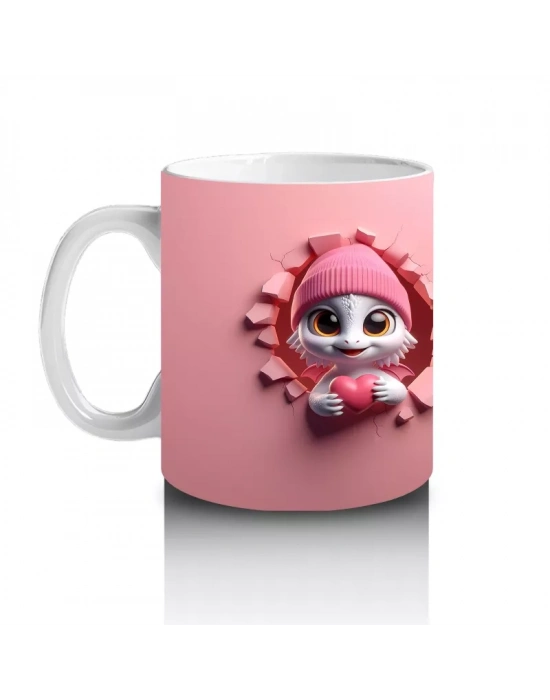 Kışlık Kostümlü Sevimli Kertiş Figürü - Baskılı Kahve Kupası