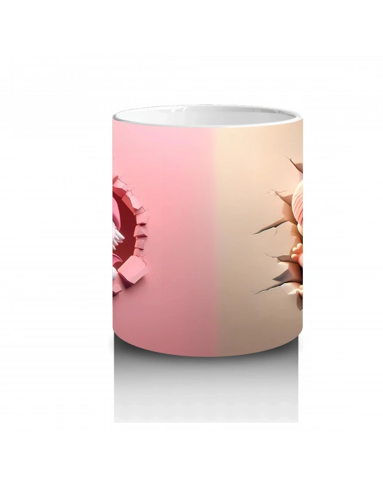 Kışlık Kostümlü Sevimli Kertiş Figürü - Baskılı Kahve Kupası