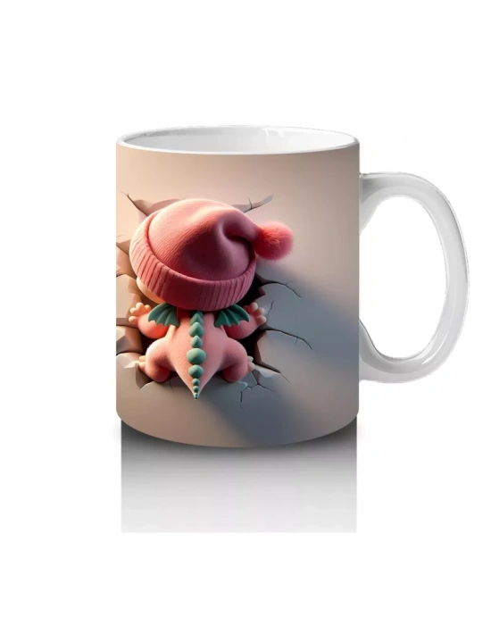 Kışlık Kostümlü Sevimli Kertiş Figürü - Baskılı Kahve Kupası