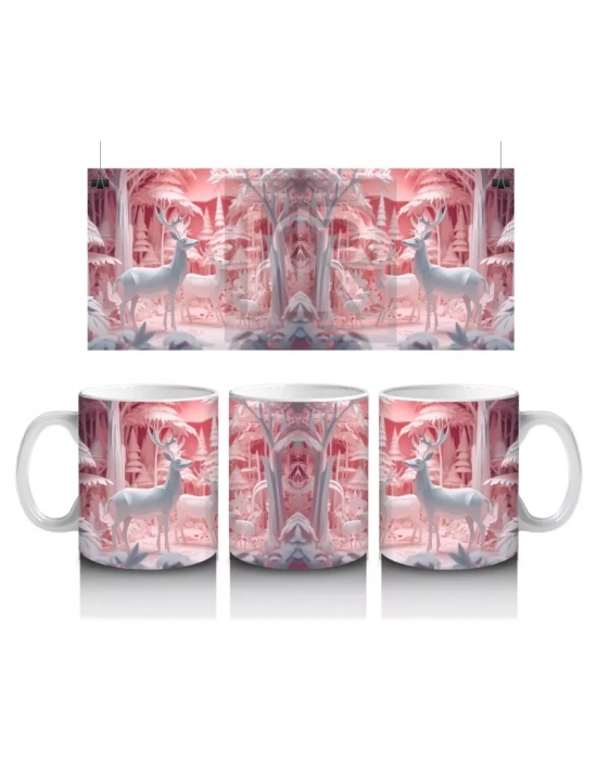 Kitaplık Önünde Oturan Meraklı Kedi – Baskılı Kahve Kupası