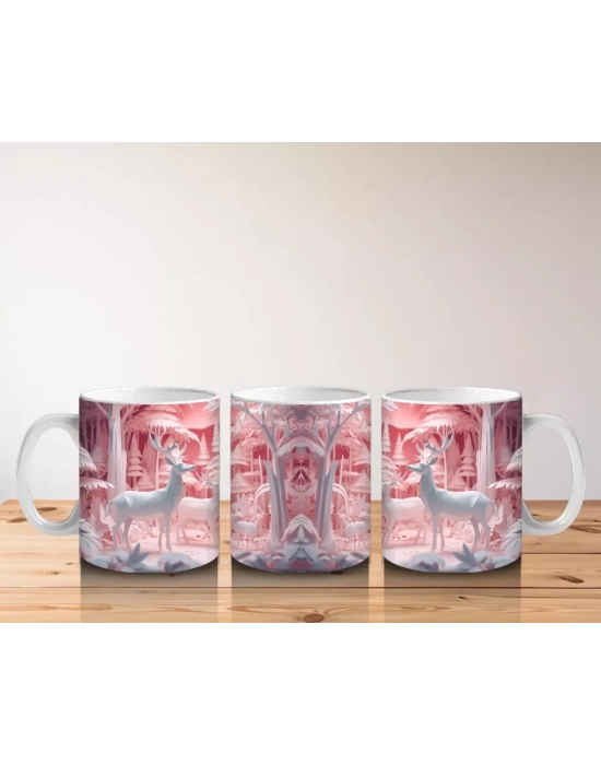 Kitaplık Önünde Oturan Meraklı Kedi – Baskılı Kahve Kupası