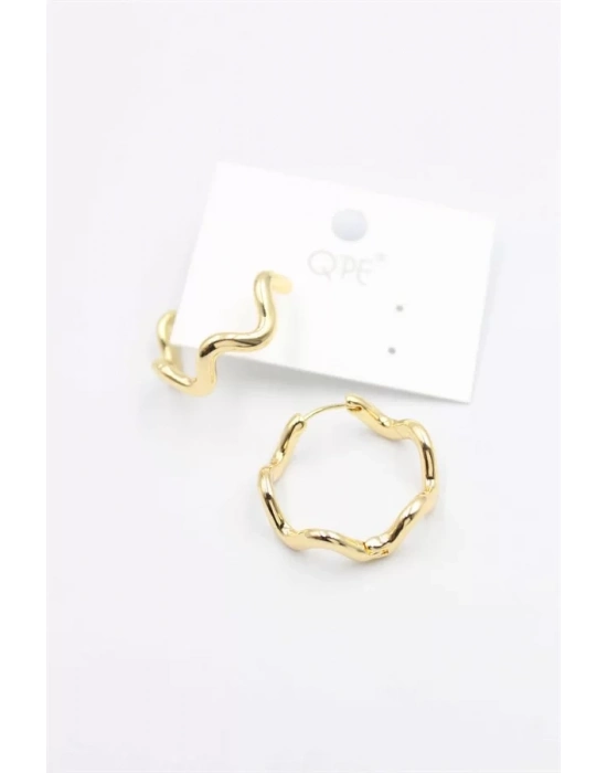 Kıvrımlı Halka Küpe - Altın