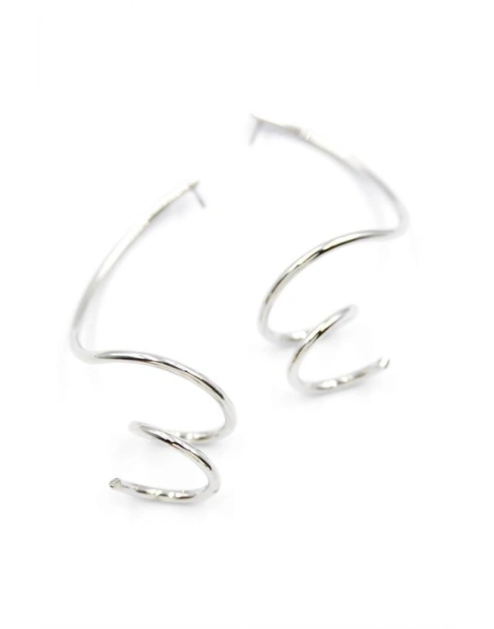 Kıvrımlı Küpe - Gümüş