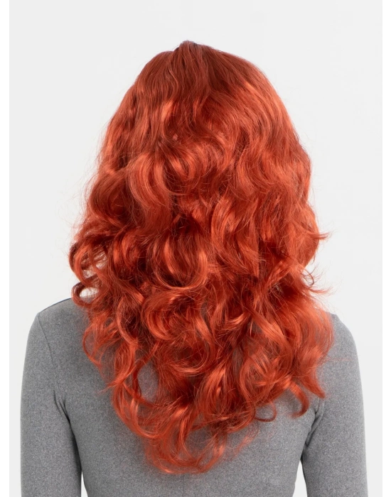 Kızıl Renk Kahküllü Dalgalı Uzun Parti Peruğu
