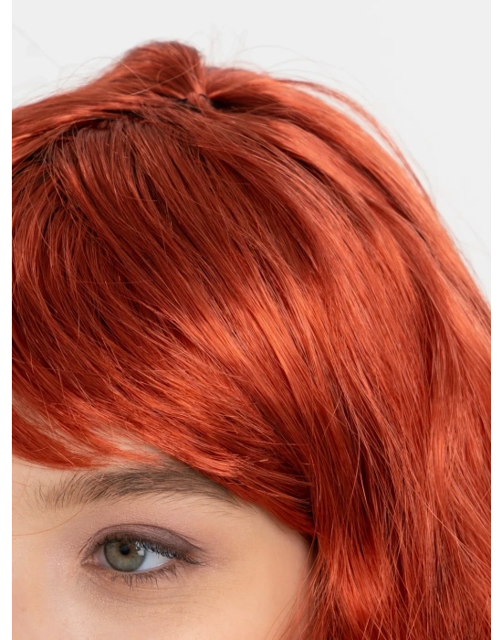 Kızıl Renk Kahküllü Dalgalı Uzun Parti Peruğu