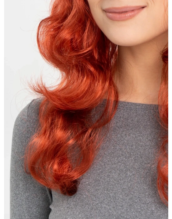 Kızıl Renk Kahküllü Dalgalı Uzun Parti Peruğu