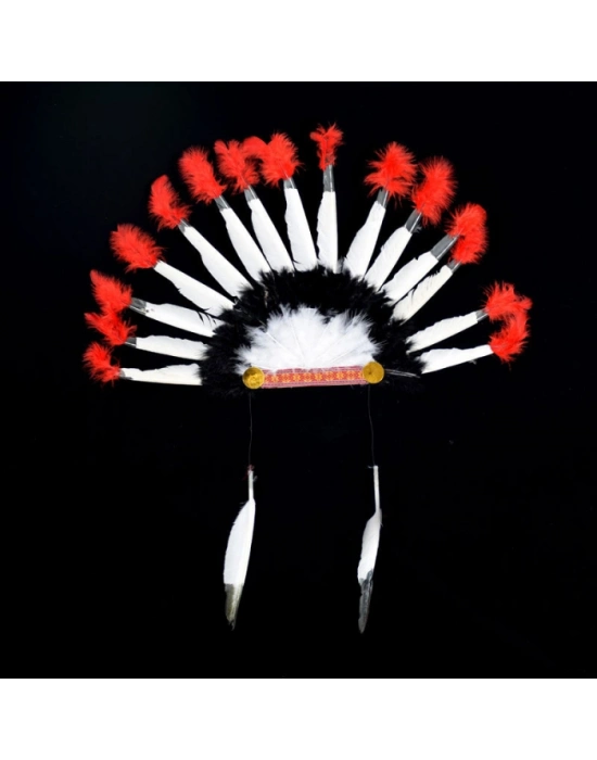 Kızılderili Başlığı Şapkası kırmızı beyaz