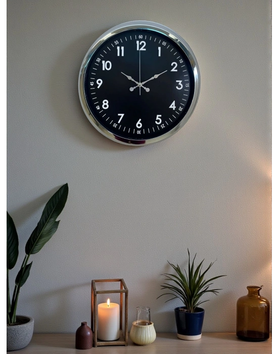 ® Klasik 40 Cm Krom Şık Metal Duvar Saati