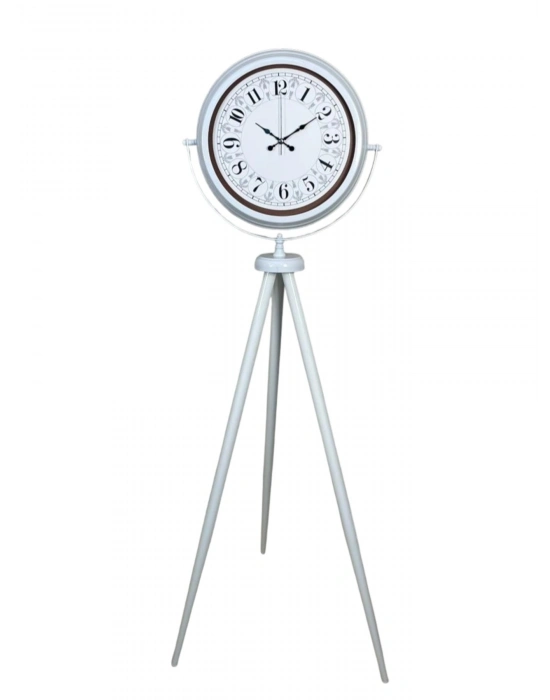 Klasik Rakamlı Beyaz Tripod Ayaklı Saat