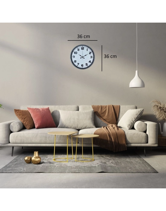Klasik Tasarım Gri 36 Cm Duvar Saati
