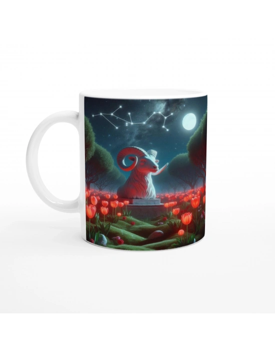 Koç Burcu Baskılı Kahve Kupası - Ay ışığında Zodyak Bahçesi Vs1