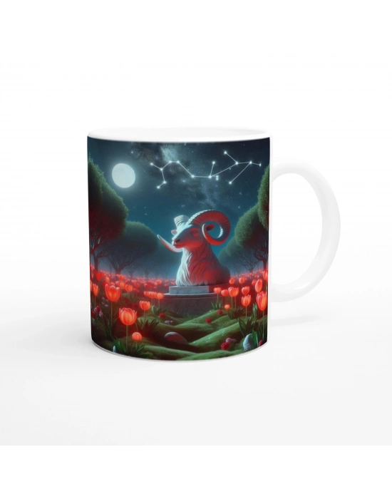 Koç Burcu Baskılı Kahve Kupası - Ay ışığında Zodyak Bahçesi Vs1