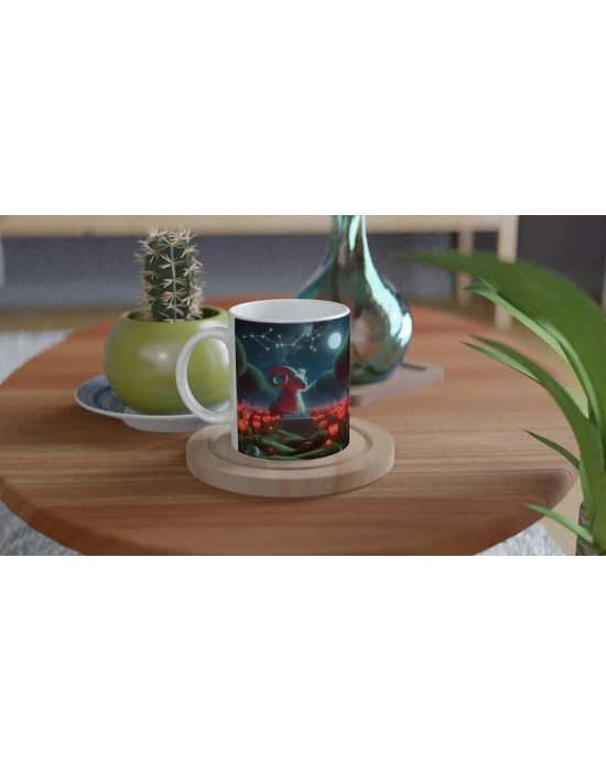 Koç Burcu Baskılı Kahve Kupası - Ay ışığında Zodyak Bahçesi Vs1