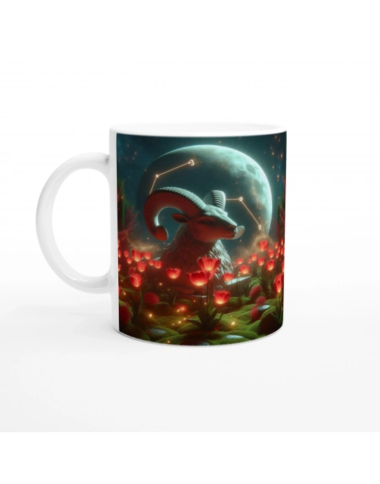 Koç Burcu Baskılı Kahve Kupası - Ay ışığında Zodyak Bahçesi Vs2