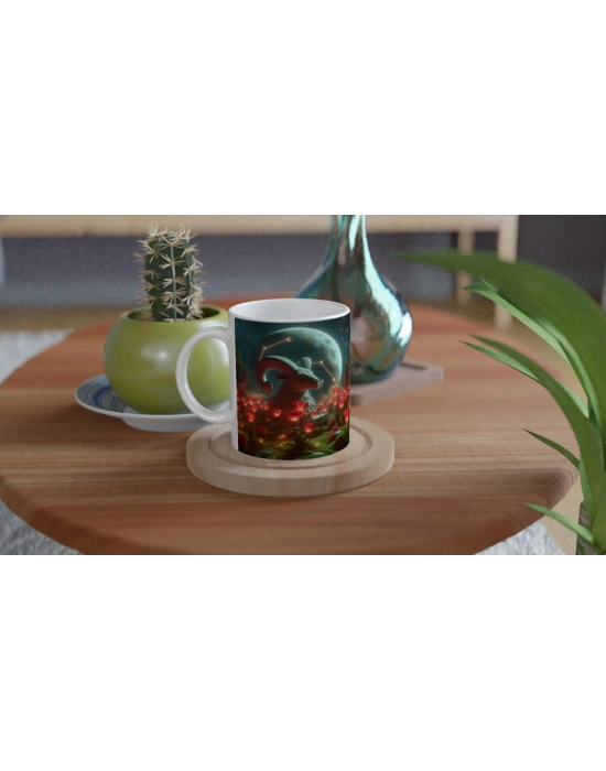 Koç Burcu Baskılı Kahve Kupası - Ay ışığında Zodyak Bahçesi Vs2