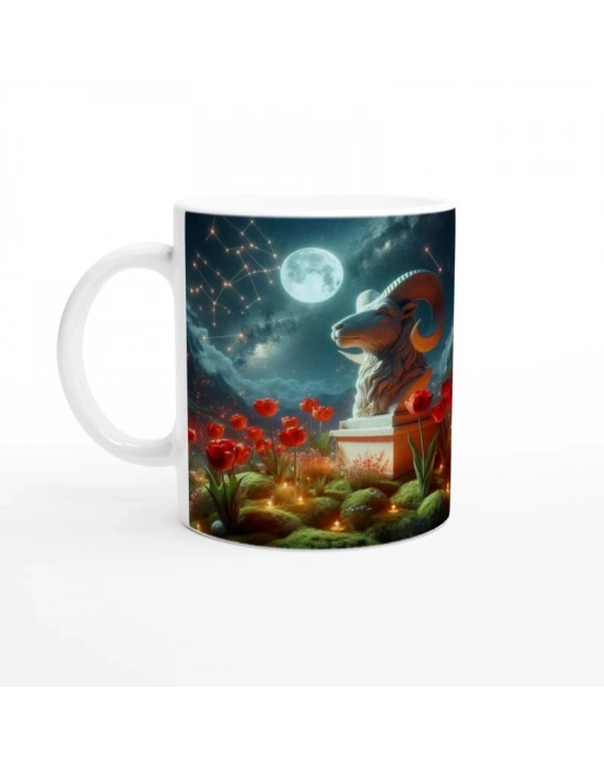 Koç Burcu Baskılı Kahve Kupası - Ay ışığında Zodyak Bahçesi Vs3