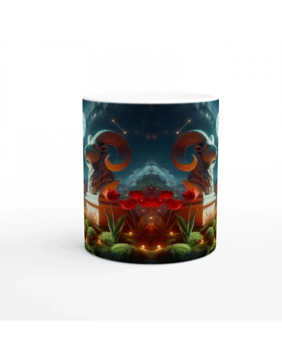 Koç Burcu Baskılı Kahve Kupası - Ay ışığında Zodyak Bahçesi Vs3