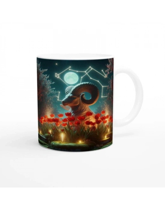 Koç Burcu Baskılı Kahve Kupası - Ay ışığında Zodyak Bahçesi Vs4
