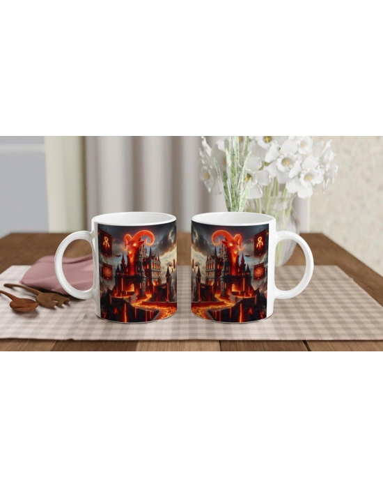 Koç Burcu Baskılı Kahve Kupası - Burçlar Krallığı Şatosu Vs1