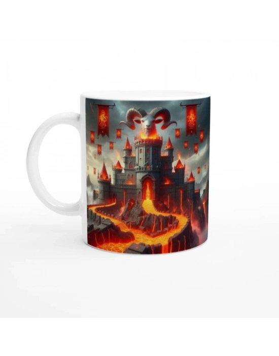 Koç Burcu Baskılı Kahve Kupası - Burçlar Krallığı Şatosu Vs2